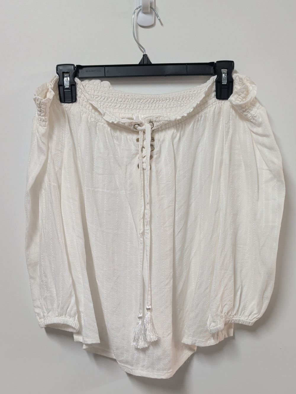 Lascana for Venus Off-The-Shoulder Lace-Up Peasant Blouse